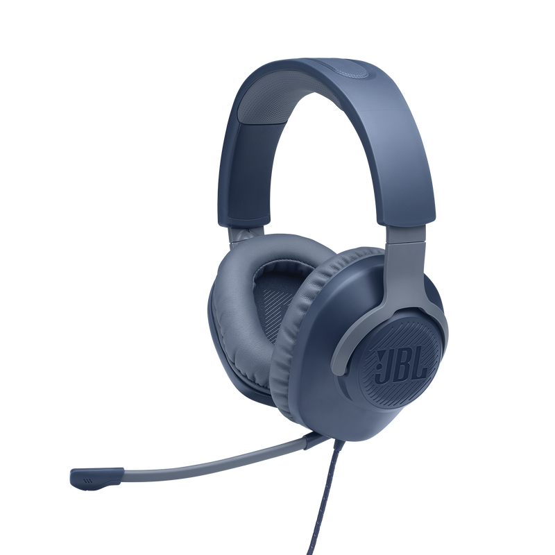 JBL Quantum 100 - Blue - Wired over-ear gaming headset with flip-up mic - Detailshot 1 image number null